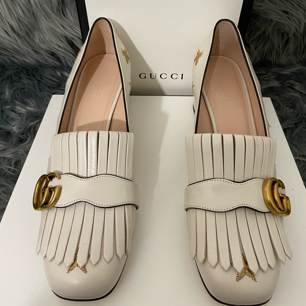 GUCCI *NEW* *AUTHENTIC* GG Marmont Fringe Pumps